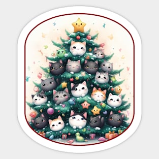 Little Cuties - cat covered christmas tree Sticker